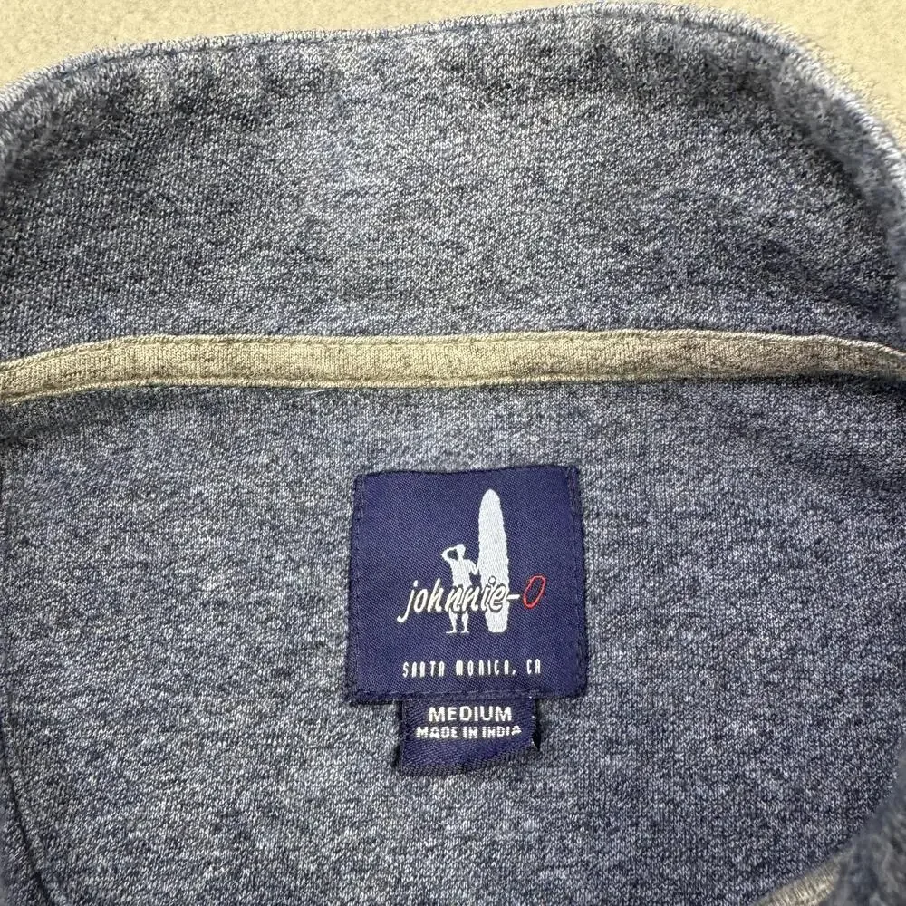 Johnnie-O Sweatshirt Mens Medium Gray 1/4 Zip Mock Neck Pullover Heather Logo